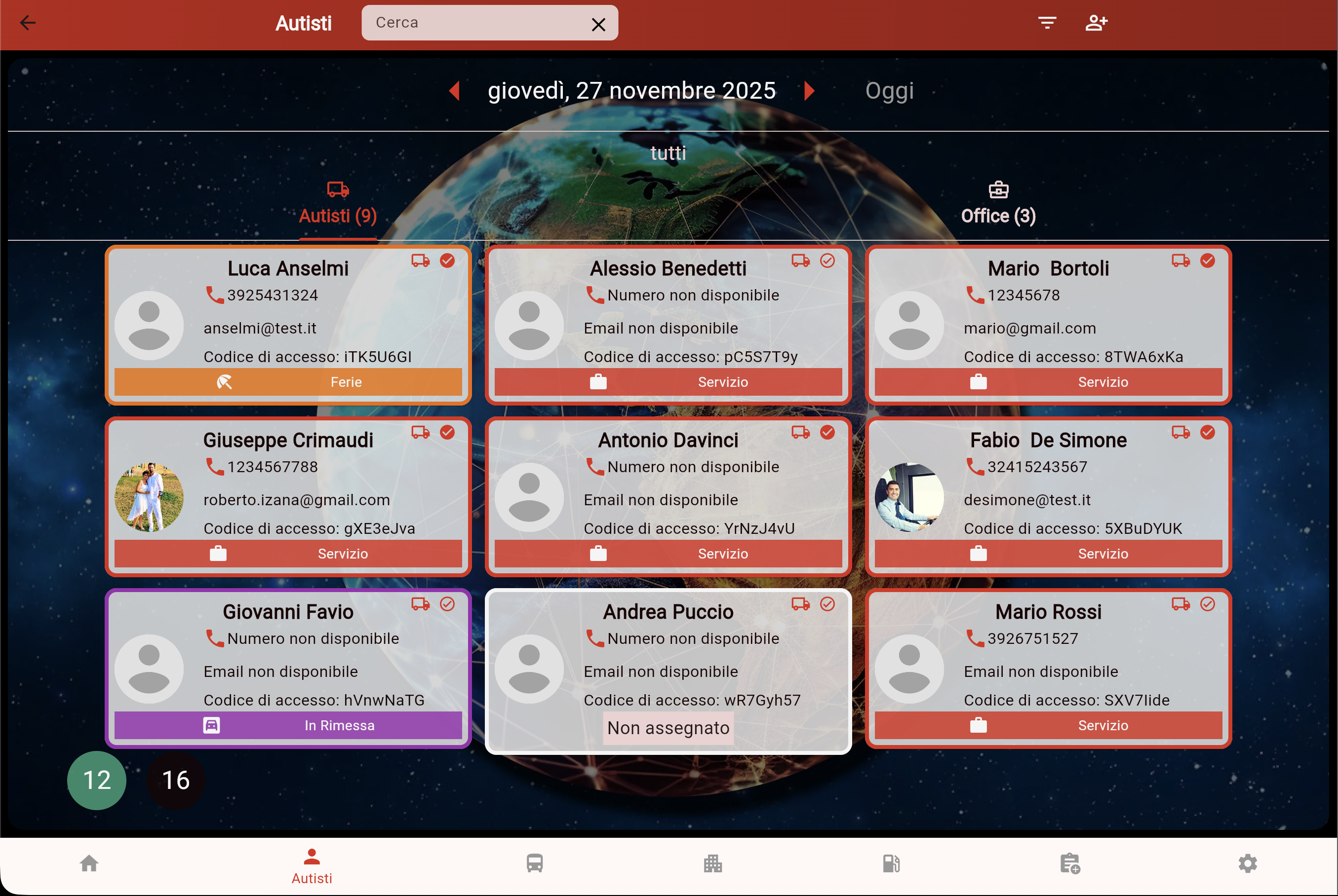 Gestione anagrafiche autisti