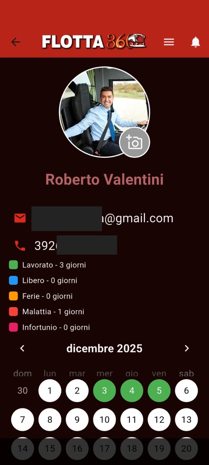 Calendario lavorativo mobile