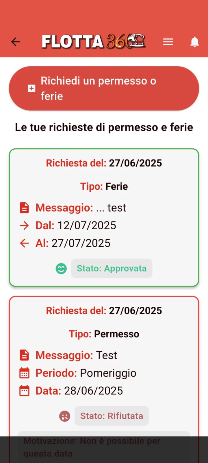 Richiesta permessi mobile