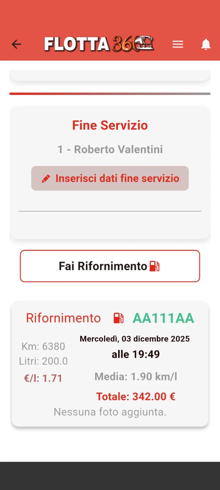 Registrazione rifornimenti