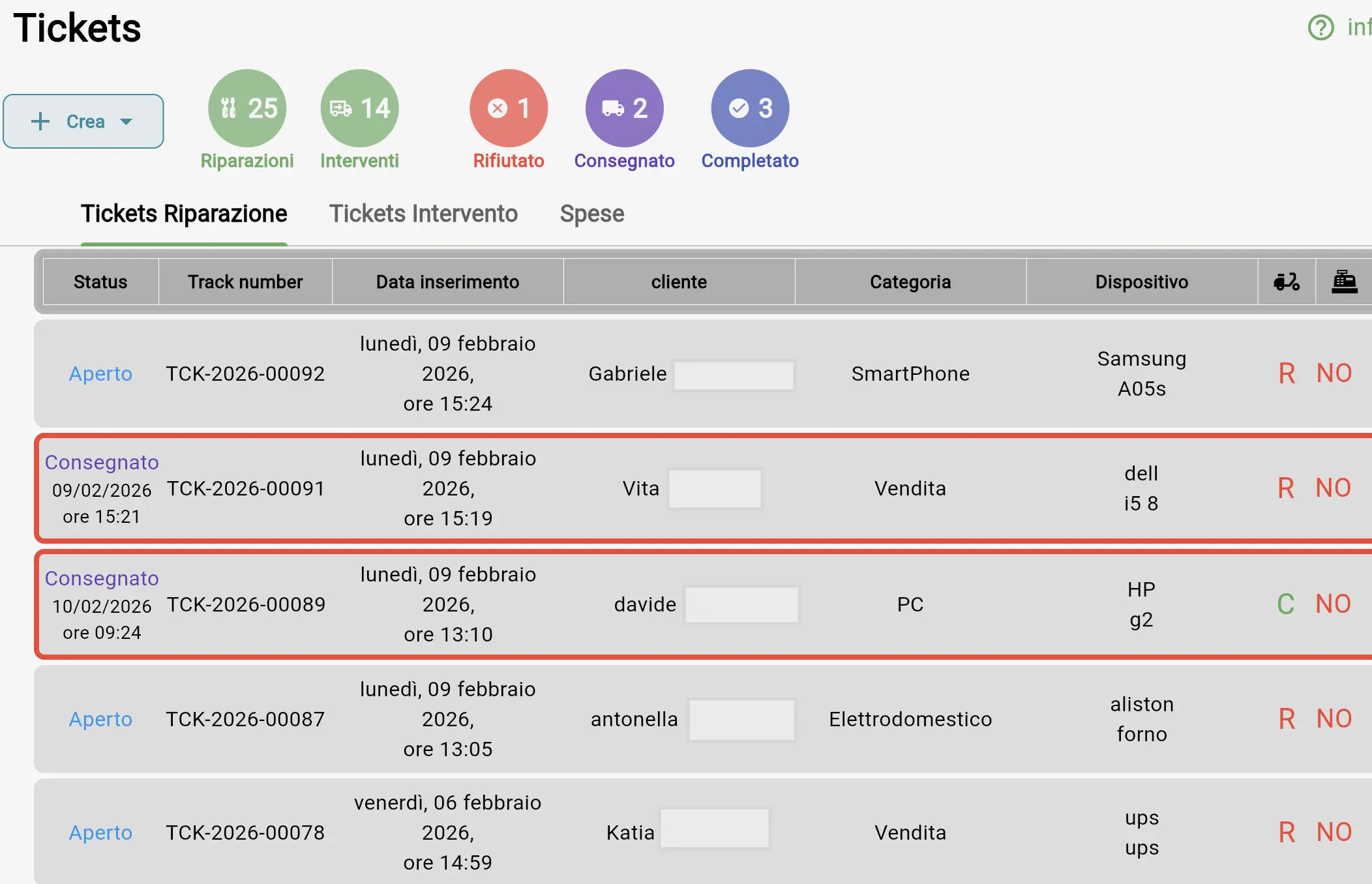 Sistema ticketing assistenza
