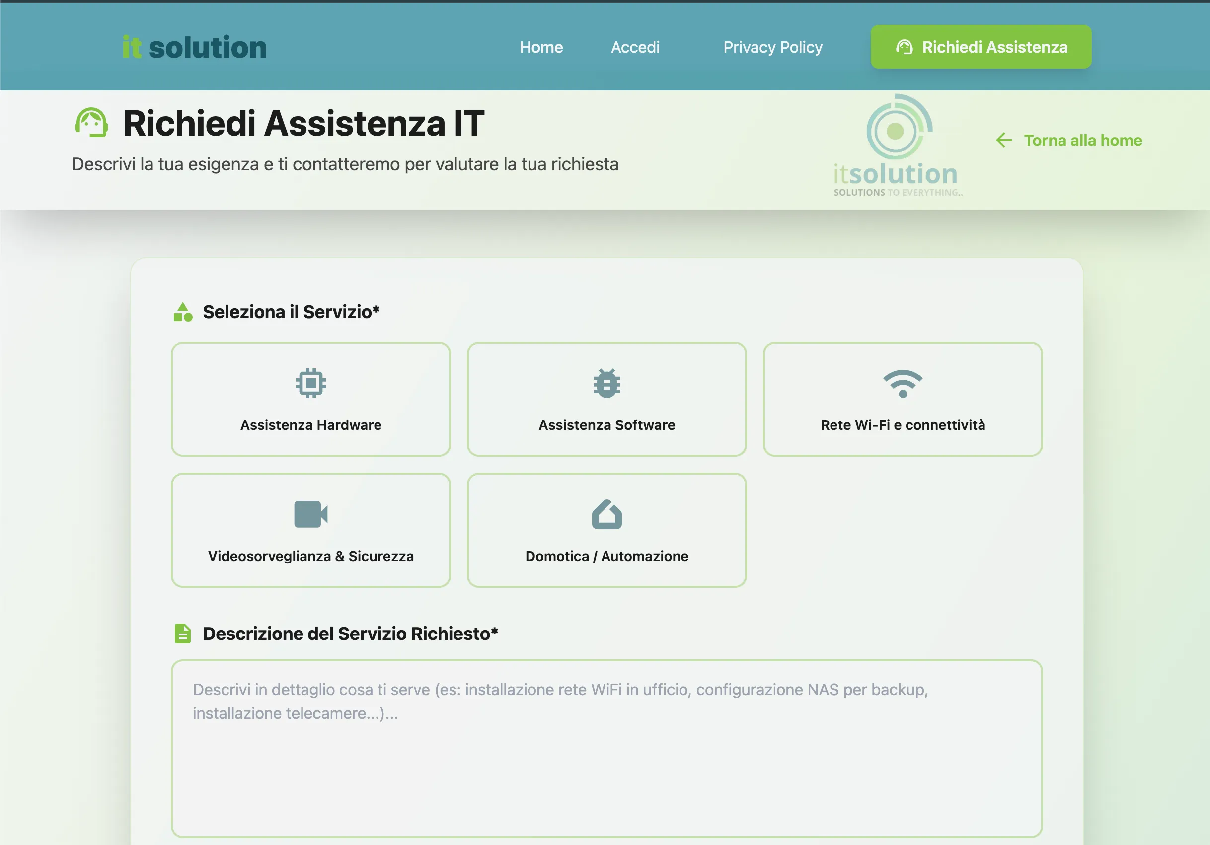 Form assistenza IT intelligente