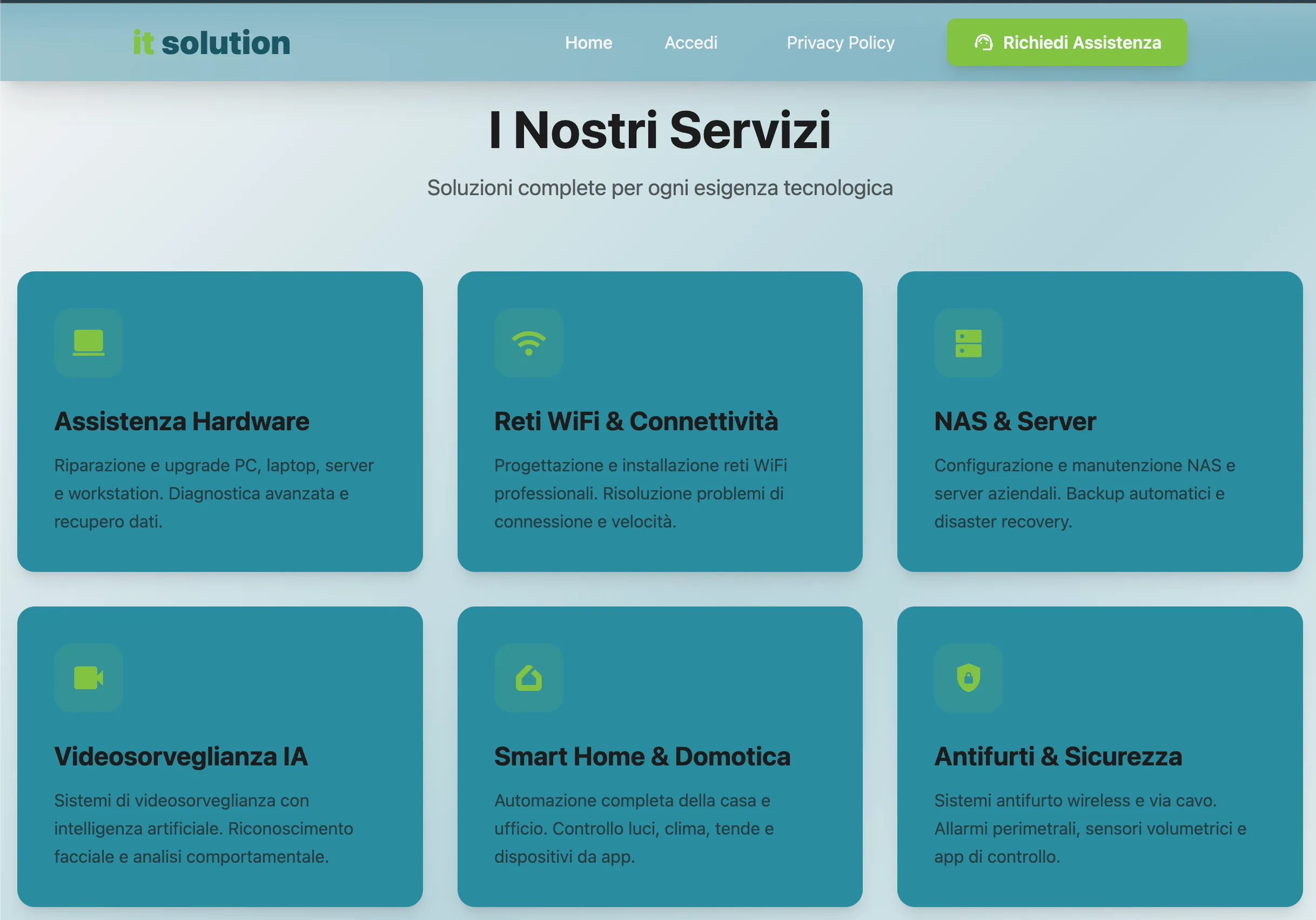 Homepage sito corporate